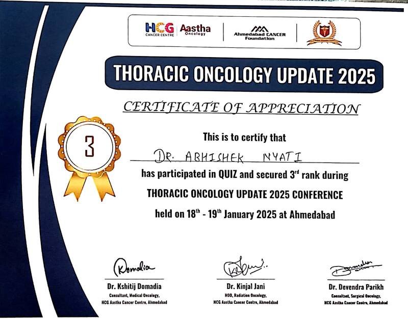 3rd Rank, Quiz — Thoracic Oncology Update 2025, Ahmedabad